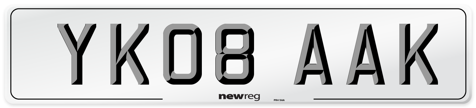 YK08 AAK Number Plate from New Reg